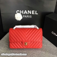 Unique Chanel Flap Shoulder Bags Red Original Calfskin Leather CF1112 Glod