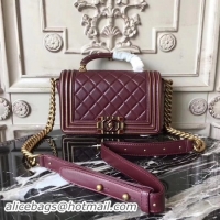 Discount Boy Chanel Top Handle Flap Bag Original Leather A91881 Wine