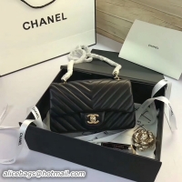 Fashionable Chanel Classic Flap Bags Black Original Sheepskin Leather 1116 Gold