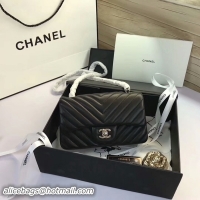 Shop Cheap Chanel Classic Flap Bags Black Original Sheepskin Leather 1116 Silver