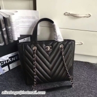 Fashion Chanel Mini Tote Bag Original Sheepskin Leather B98666 Black