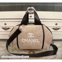 Low Cost Chanel Canvas Leather Tote Bag 9858 Camel