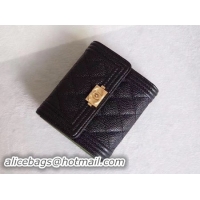 Fashion Chanel Matelasse Bi-Fold Wallet Black Cannage Patterns A48980 Gold
