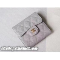 Popular Style Chanel Tri-Fold Wallet Cannage Pattern Leather A48981 Grey
