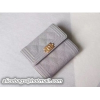 Sophisticated Chanel Matelasse Bi-Fold Wallet Grey Cannage Patterns A48980 Gold