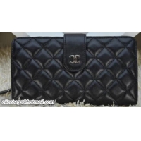 High Replica Chanel Matelasse Bi-Fold Wallet Sheepskin Leather A88725 Black
