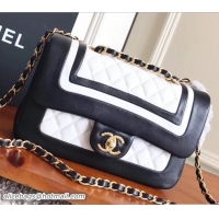 Stylish Chanel Gold Tone Metal Lambskin Flap Bag A98796 White/Black