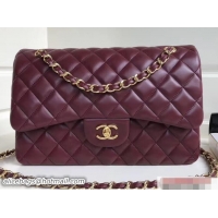 Shop Cheap Chanel Classic Flap Jumbo/Large Bag A1113 Date Red in Sheepskin Leather with Gold Hardware