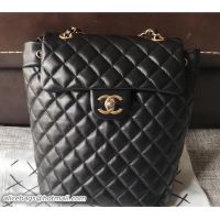 Good Product Chanel Quilted Lambskin Backpack Small Bag Black/Gold Fall Winter A80577