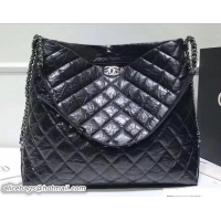 Promotional Chanel Metallic Crumpled Calfskin Big Bang Large Hobo Bag A91977 Black