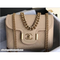 Top Design Chanel Grained Calfskin Archi Chic Small Flap Bag A57217 Beige/Gold 2018