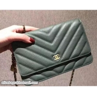 Unique Discount Chanel Caviar Leather Owl Charms Wallet On Chain WOC Bag A33814 Army Green Cruise 2018