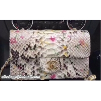 Good Looking Chanel Python Classic Flap Small Bag A1116 Flower Print 2018