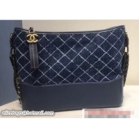 Shop Chanel Denim/Calfskin Gabrielle Medium Hobo Bag A93824 2018