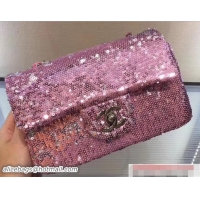 Discount Chanel Sequins Embellishment Small Classic Flap Bag A1116 Pink