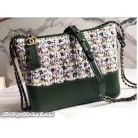 Classic Specials Chanel Tweed/Calfskin Gabrielle Medium Hobo Bag A93824 Green 2018
