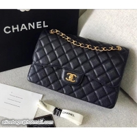 Classic Chanel Classic Flap Bag A1113 in original caviar Leather Black with golden Hardware