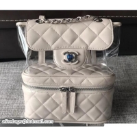 Buy Luxury Chanel Crumpled Calfskin/PVC Aquarium Backpack Bag A57826 Off White 2018