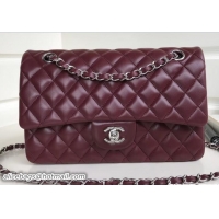Durable Chanel Classic Flap Medium Bag A1112 Date Red in Sheepskin Leather with Silver Hardware