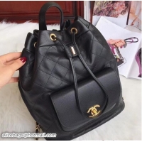 Cheap Price Chanel Grained Calfskin Flap Drawstring Backpack Bag 530011 Black 2018