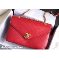 Discount Chanel Chevron Chic Lambskin Gold-tone Metal Small Flap Bag A57431 Red 2018