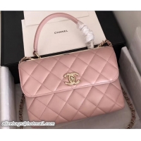 Low Cost Chanel Trendy CC Small Flap Top Handle Bag A92236 Light Pink/Gold