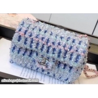 Discount Chanel Tweed Sequins Small Flap Bag 603015 Blue/Pink 2018