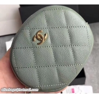 Good Quality Chanel Classic Round Coin Purse A68995 Grained Calfskin Light Green/Gold 2018