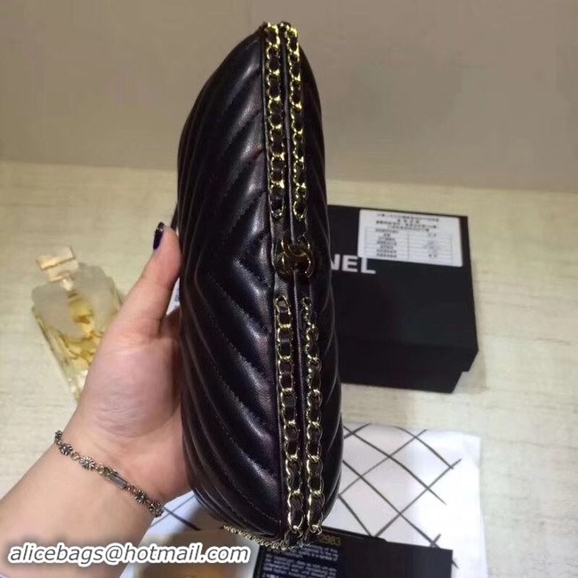 Popular Style Chanel Minaudiere Metallic Lambskin & Ruthenium-Finish Metal 78985 black