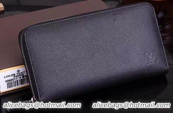 Hand Held Louis Vuitton Taiga Leather Zippy Wallets M60017 Black