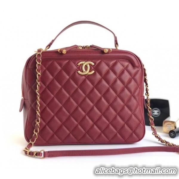 Hot Style Chanel Calfskin CC Vanity Case Medium Bag A57906 Burgundy 2019