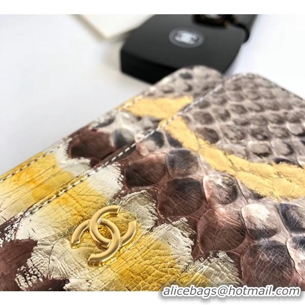 Popular Style Chanel Python Leather Wallet On Chain WOC Flap Bag 120901 Gold 2019