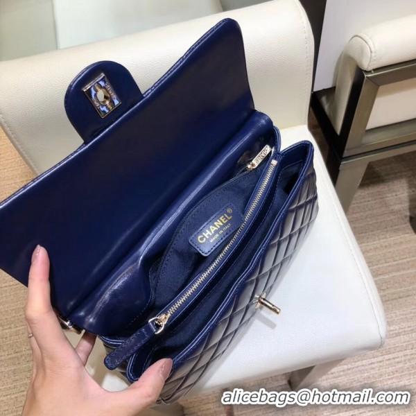 1:1 Chanel Lambskin/Python Flap Bag A57947 Blue