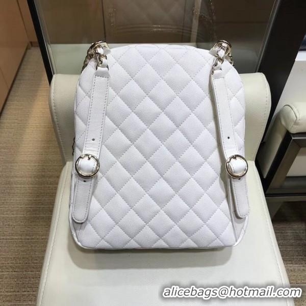 AAAAA Chanel Grained Calfskin Quilting Large Backpack AS0004 White