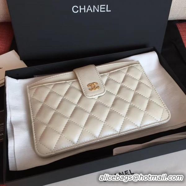Duplicate Chanel Grained Calfskin Gold Tone Metal Classic Pouch A81902 Apricot 2019