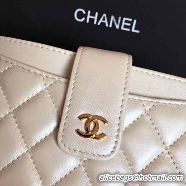 Duplicate Chanel Grained Calfskin Gold Tone Metal Classic Pouch A81902 Apricot 2019