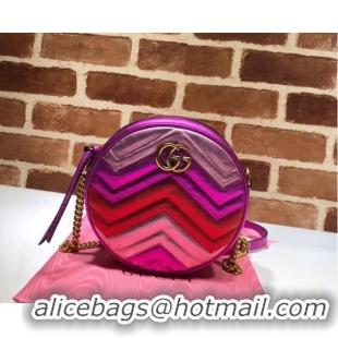 1:1 aaaaa Gucci GG Marmont mini round shoulder bag 550154 Fuchsia&red& pink