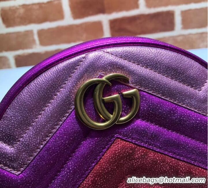 1:1 aaaaa Gucci GG Marmont mini round shoulder bag 550154 Fuchsia&red& pink