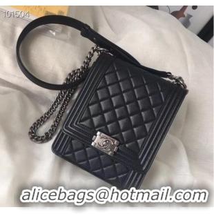 Good Quality Chanel boy handbag Patent Calfskin & Silver-Tone Metal AS1030 black