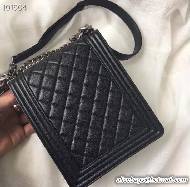 Good Quality Chanel boy handbag Patent Calfskin & Silver-Tone Metal AS1030 black