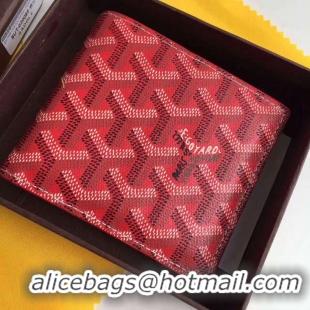New Luxury Goyard Short 6 Card Slots Billfold Wallet 020085 Red
