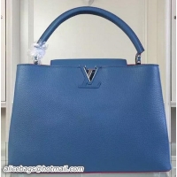 Sumptuous Louis Vuitton Original Litchi Leather CAPUCINES GM Bag M48870 Blue