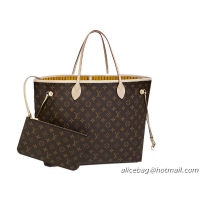 Noble Useful LOUIS VUITTON M40992 MONOGRAM CANVAS NEVERFULL GM MIMOSA