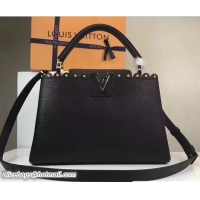 Classic Specials Louis Vuitton Grained Capucines PM Bag With Chiseled Edges M54565 Black