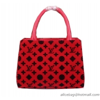 Duplicate Louis Vuitton Flannelette Leather Tote Bag M03639 Red
