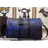 Popular Style Louis Vuitton Damier Graphite Canvas Rope Keepall BandoulièRe 45 Bag N41700 Blue