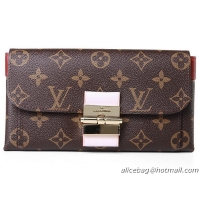 Crafted LOUIS VUITTON M60459 MONOGRAM CANVAS ELYSEE WALLET RED