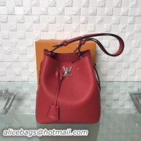 Pretty Style Louis Vuitton Soft Calfskin LOCKME BUCKET M54677 Red