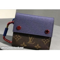 Crafted Louis Vuitton Monogram Canvas Compact Wallet M63041 Blue/Red 2018
