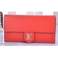 Top Sales Louis Vuitton Soft Calf Leather LOCKME WALLET M60861 Red